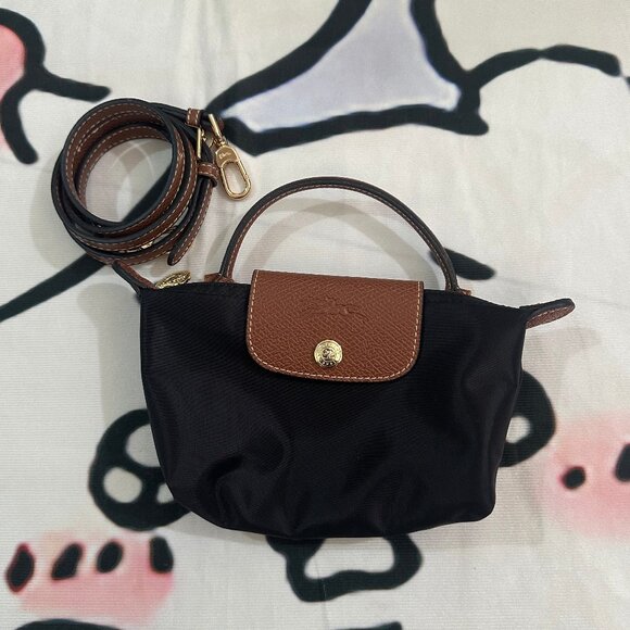Longchamp Black Mini Tote Bag With Shoulder Strap - Picture 1 of 6